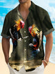 Alohadaddy Retro Funny Kung Fu Chicken Cartoon Shirt Pocket Camp Animal Shirt Big Tall