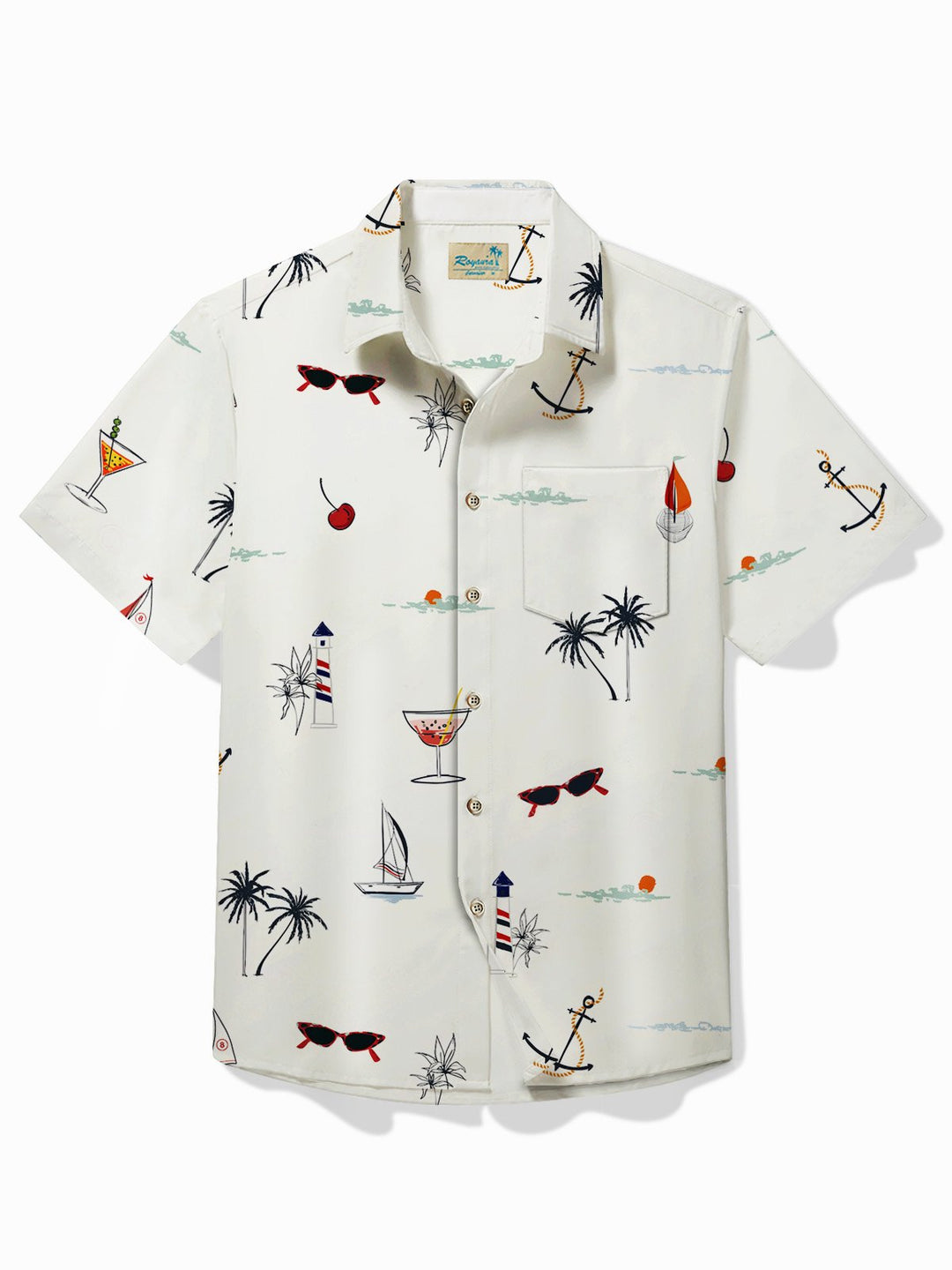 Camisa hawaiana de hombre Alohadaddy Coconut, antiarrugas, con bolsillo de seersucker, para campamento, talla grande