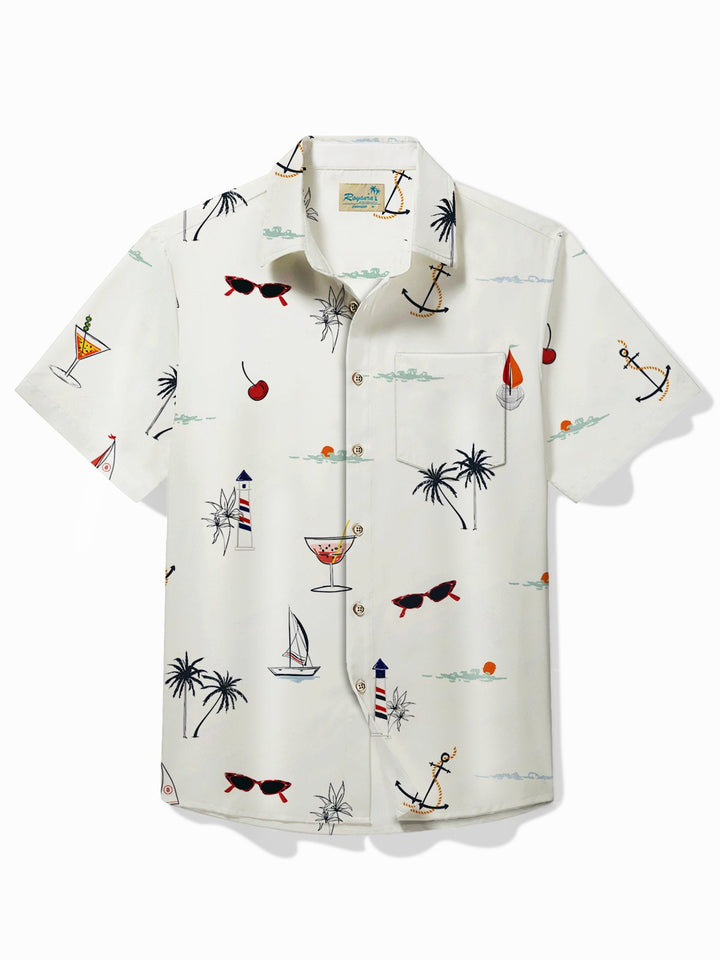 Camisa hawaiana de hombre Alohadaddy Coconut, antiarrugas, con bolsillo de seersucker, para campamento, talla grande