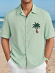 Alohadaddy® Basic Solid Coconut Tree Print Men's Pocket Shirt