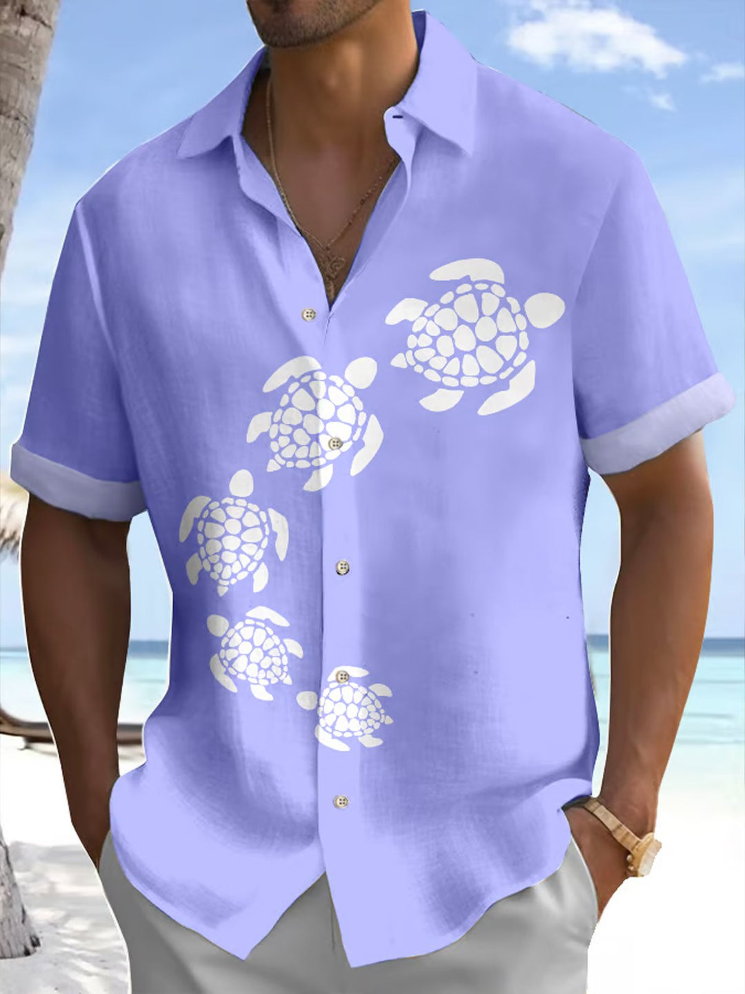 Alohadaddy® Hawaiian Turtle Basic Hawaiian Shirt Men&