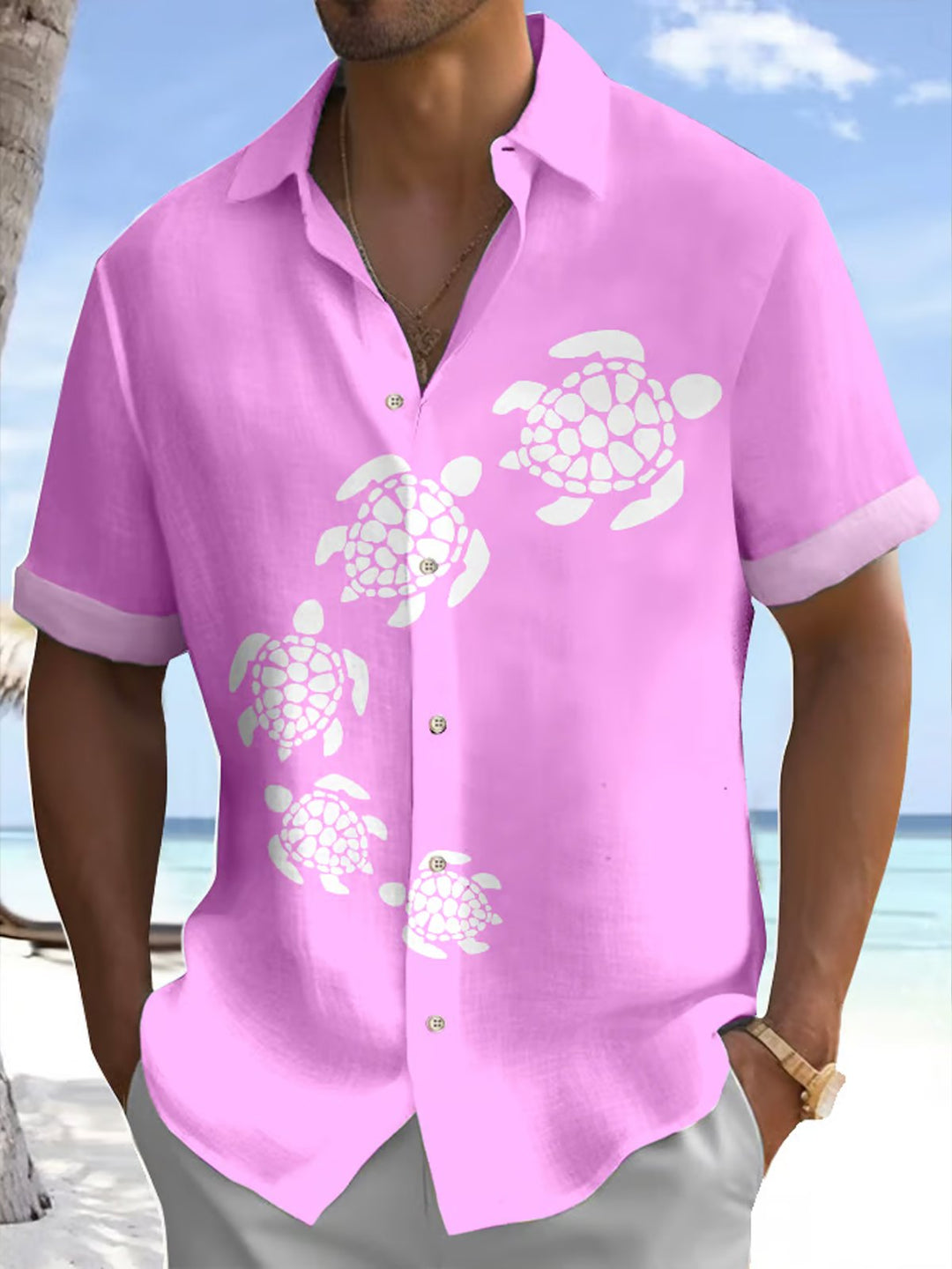 Alohadaddy® Hawaiian Turtle Basic Hawaiian Shirt Men&