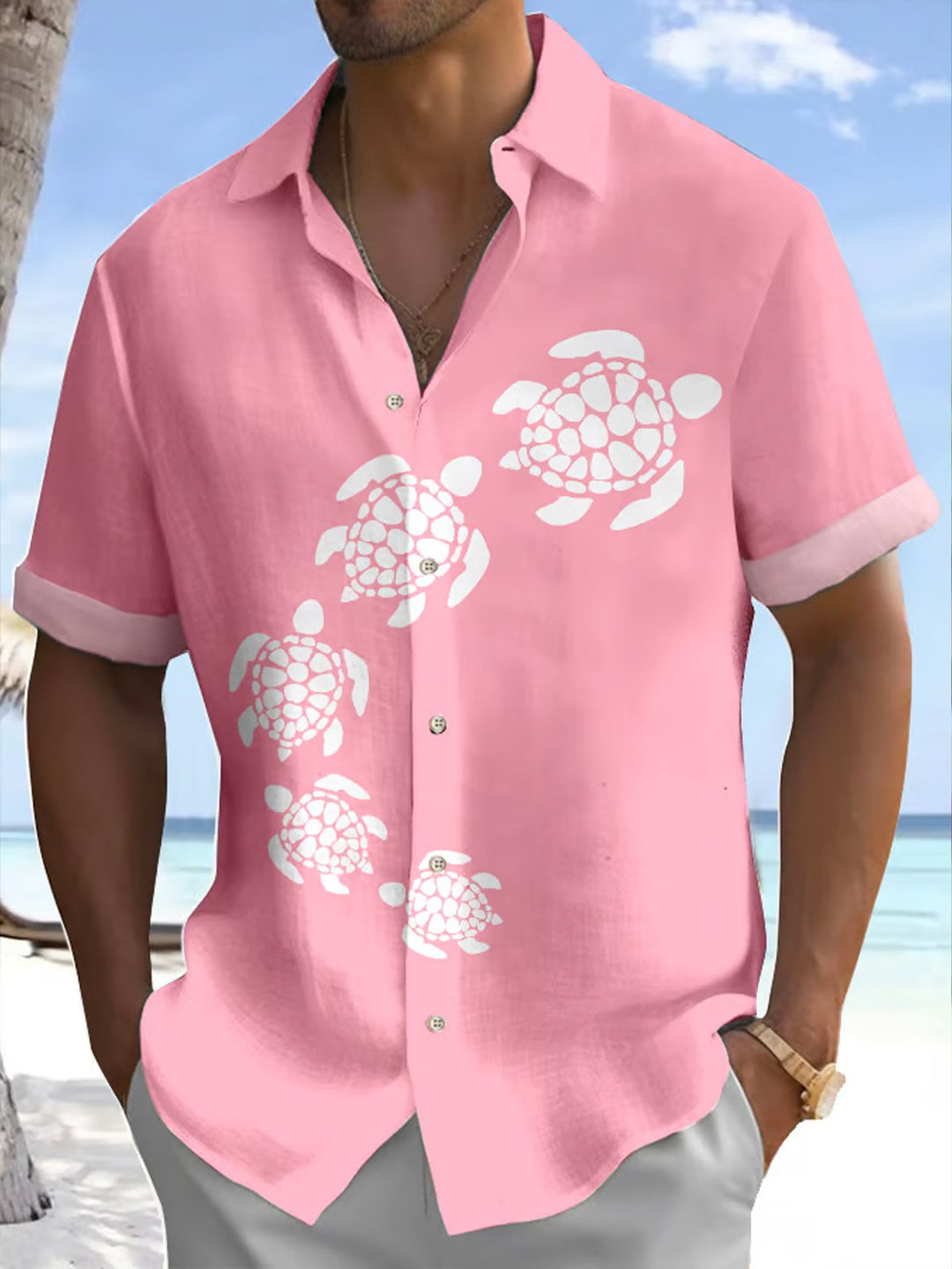 Alohadaddy® Hawaiian Turtle Basic Hawaiian Shirt Men&