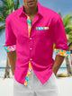 Alohadaddy® Basic Solid Floral Stitching Long Sleeve Pocket Shirt