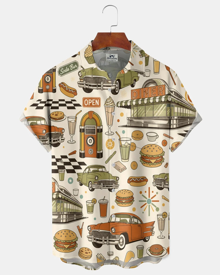 Alohadaddy® Retro Geometric Medieval Modern Atomic Cocktail Short-Sleeve Shirt