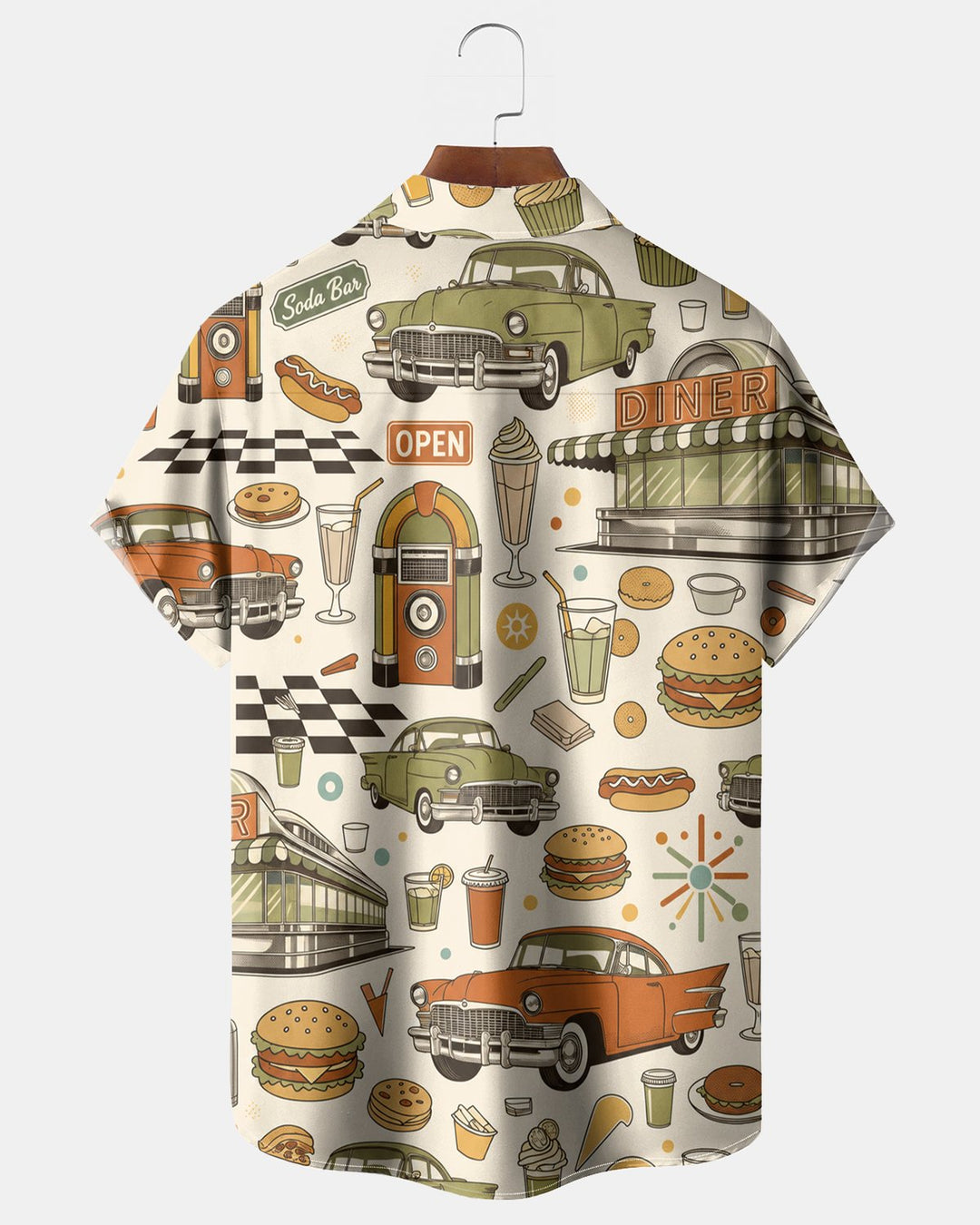 Alohadaddy® Retro Geometric Medieval Modern Atomic Cocktail Short-Sleeve Shirt