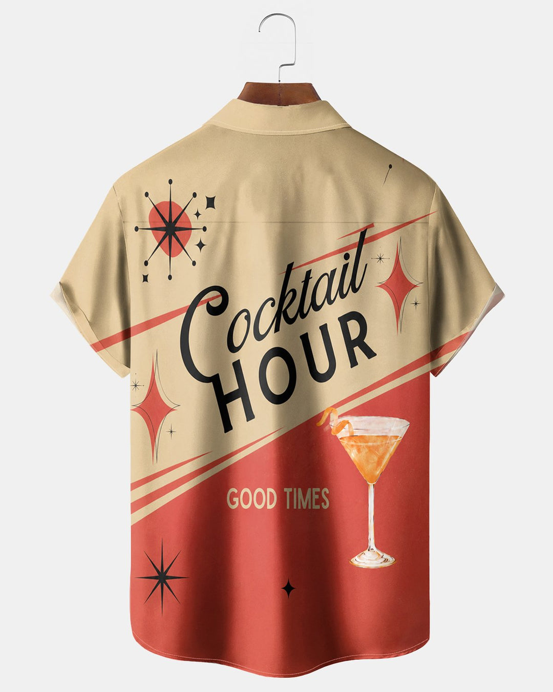 Alohadaddy® Vintage 1960s Pin-up Style Cocktail Print Short-Sleeve Shirt