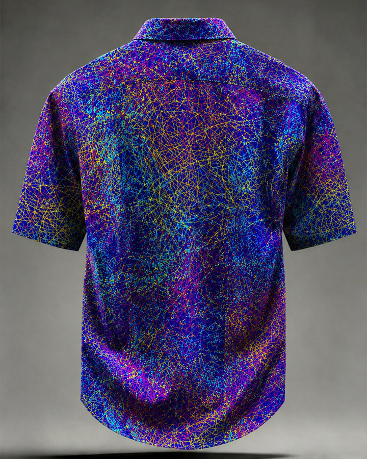 Alohadaddy® Retro Abstract Geometric Gradient Texture Print Short-Sleeve Shirt