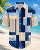 Alohadaddy® Retro Geometric Color Block Men's Short-Sleeve Shirt