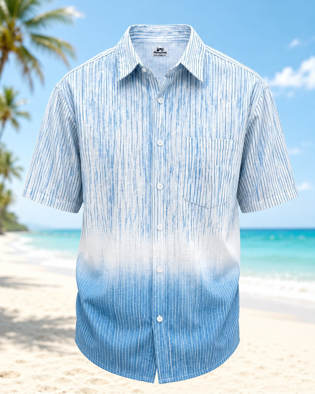 Alohadaddy® Basic Geometric Stripe Gradient Short-Sleeve Shirt
