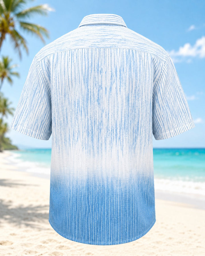 Alohadaddy® Basic Geometric Stripe Gradient Short-Sleeve Shirt