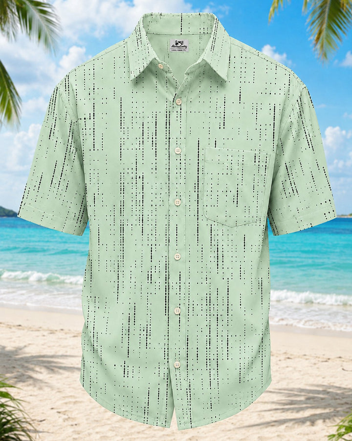 Alohadaddy® Basic Striped Texture Short-Sleeve Pocket Shirt