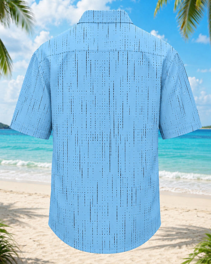 Alohadaddy® Basic Striped Texture Short-Sleeve Pocket Shirt