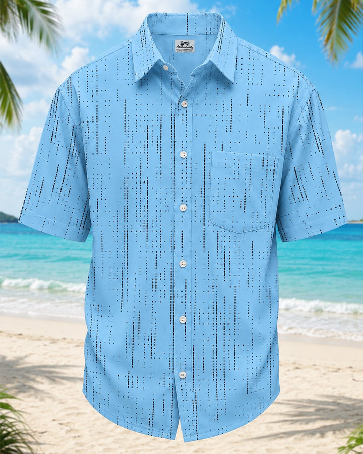 Alohadaddy® Basic Striped Texture Short-Sleeve Pocket Shirt