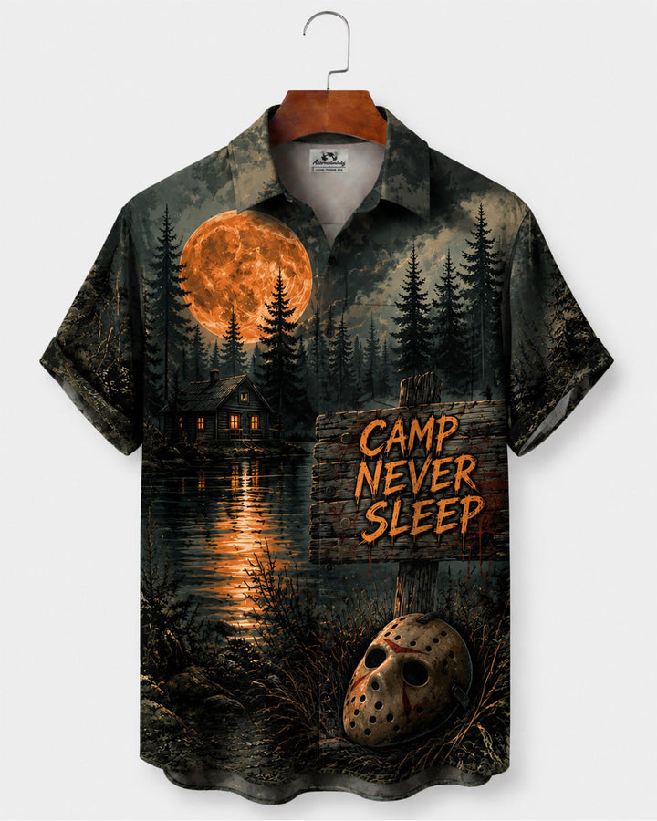 Alohadaddy® Halloween Lakeside Woods Cabin Holiday Short-Sleeve Shirt