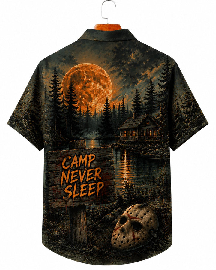 Alohadaddy® Halloween Lakeside Woods Cabin Holiday Short-Sleeve Shirt
