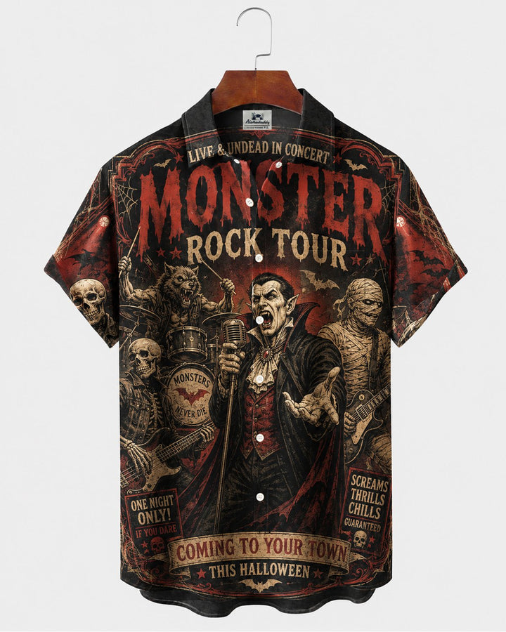 Alohadaddy® Halloween Retro Vampire Rock Heavy Metal Short-Sleeve Shirt