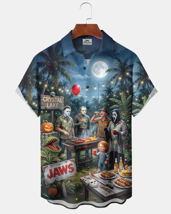 Alohadaddy® Halloween Cartoon Clown Short-Sleeve Vacation Shirt