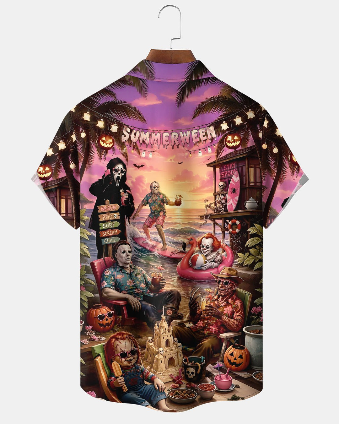 Alohadaddy® Halloween Cartoon Clown Beach Surf Short-Sleeve Shirt