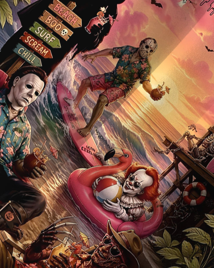 Alohadaddy® Halloween Cartoon Clown Beach Surf Short-Sleeve Shirt