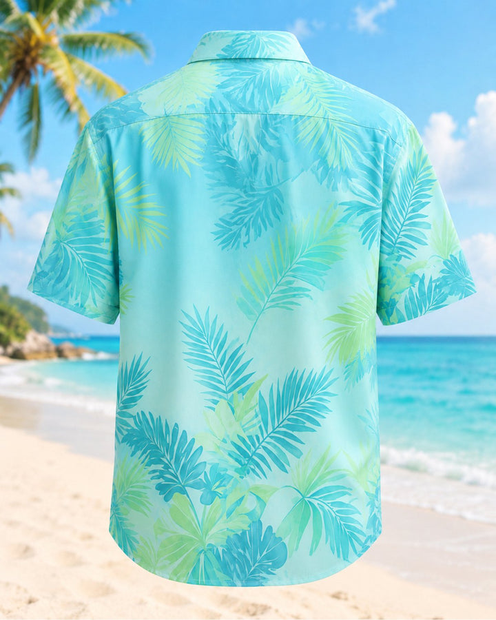 Alohadaddy® Hawaiian Floral Leaf Gradient Color Block Shirt