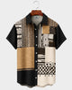 Alohadaddy® Men's Short-Sleeve Button-Down Shirt with Pocket Basic Geometric Print