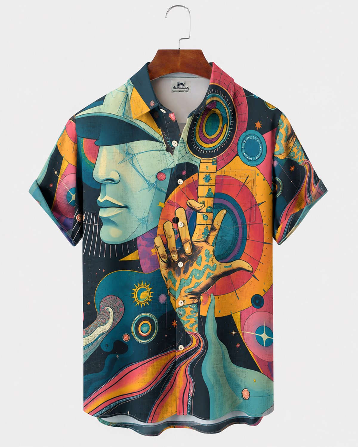 Alohadaddy® Men's Short-Sleeve Button-Down Shirt with Pocket Artistic Portrait