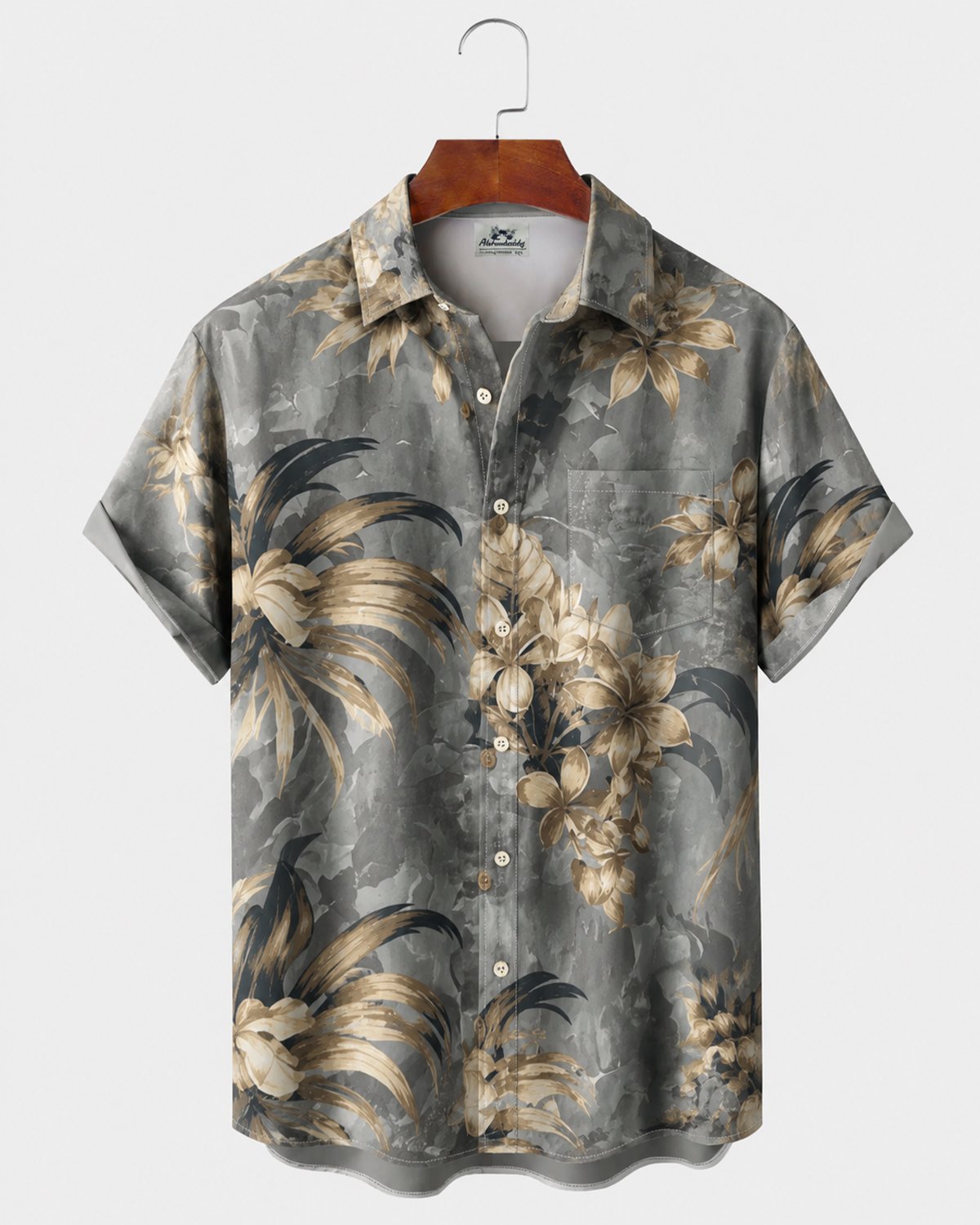 Alohadaddy® Men's Short-Sleeve Button-Down Shirt with Pocket Floral Print