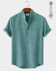 Alohadaddy® Men's Basic Solid Color Stand Collar Eco-Friendly Linen Pocket Shirt