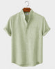 Alohadaddy® Men's Basic Solid Color Stand Collar Eco-Friendly Linen Pocket Shirt