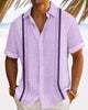 Alohadaddy® Retro Striped Textured Bowling 3D Printed Men's Button Pocket Short Sleeve Shirt