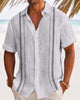 Alohadaddy® Men's Vintage Geometric Textured 3D Bowling Print Button Pocket Short Sleeve Shirt