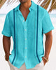 Alohadaddy® Men's Vintage Geometric Textured 3D Bowling Print Button Pocket Short Sleeve Shirt