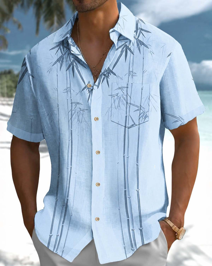 Alohadaddy® Casual Bamboo Watercolor Print Art Stretch Pocket Men&