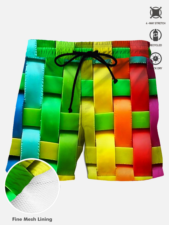 Alohadaddy Beach Rainbow Plaid Men&