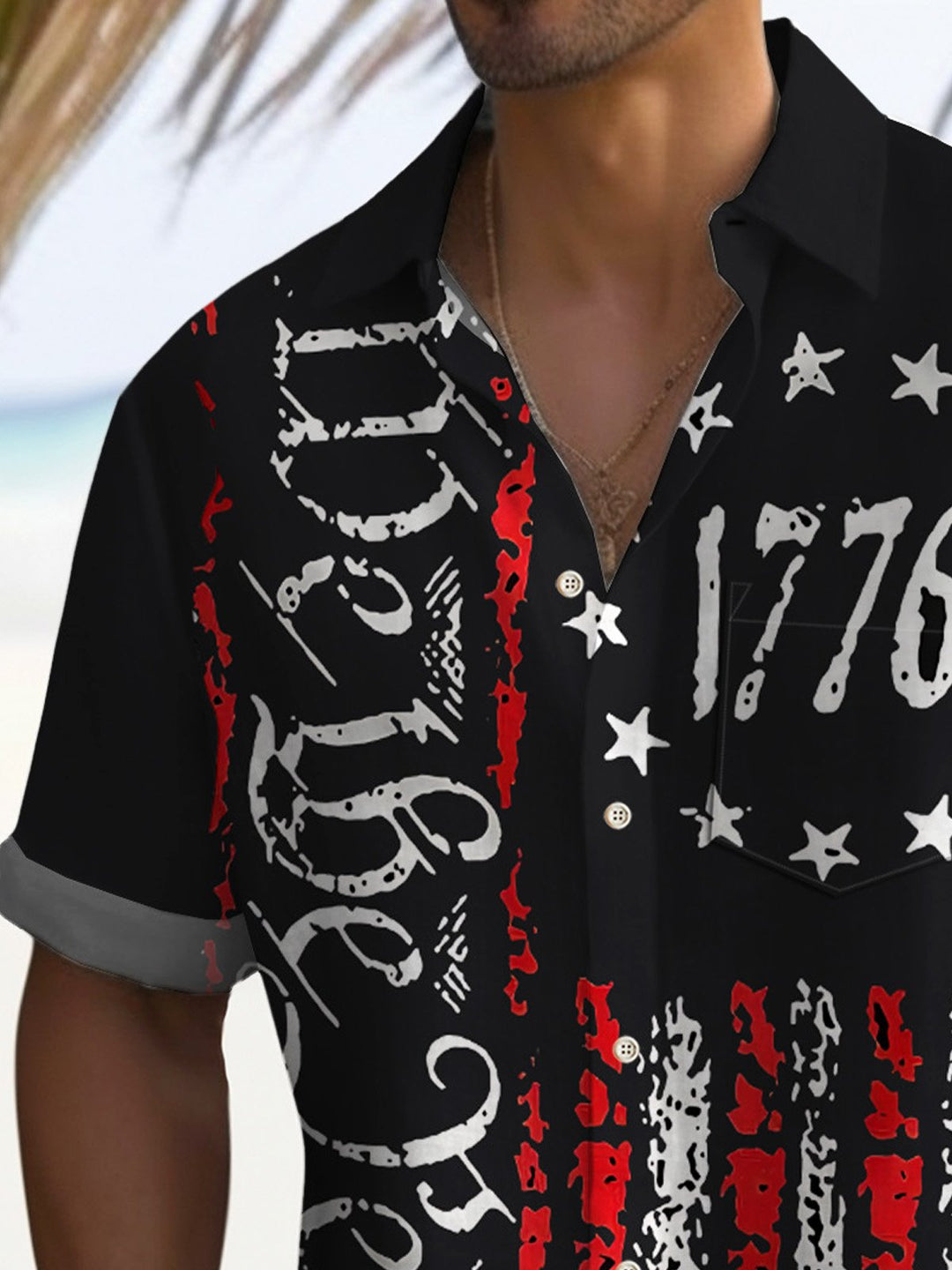 Camisa de vacaciones para hombre Alohadaddy Independence Day 1776, elástica, de secado rápido, con bolsillo para campamento, talla grande
