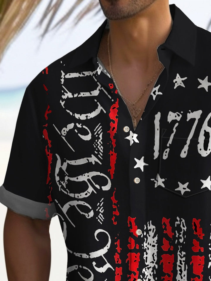Camisa de vacaciones para hombre Alohadaddy Independence Day 1776, elástica, de secado rápido, con bolsillo para campamento, talla grande