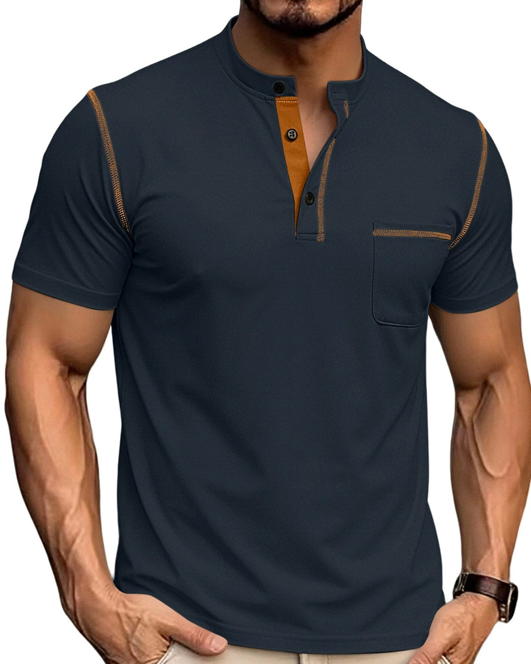 Alohadaddy® Henley collar short-sleeved quick-drying breathable loose casual stretch T-shirt