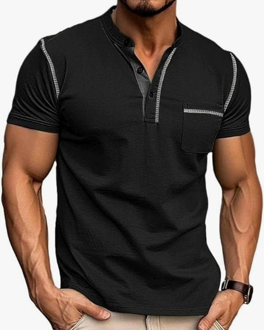 Alohadaddy® Henley collar short-sleeved quick-drying breathable loose casual stretch T-shirt