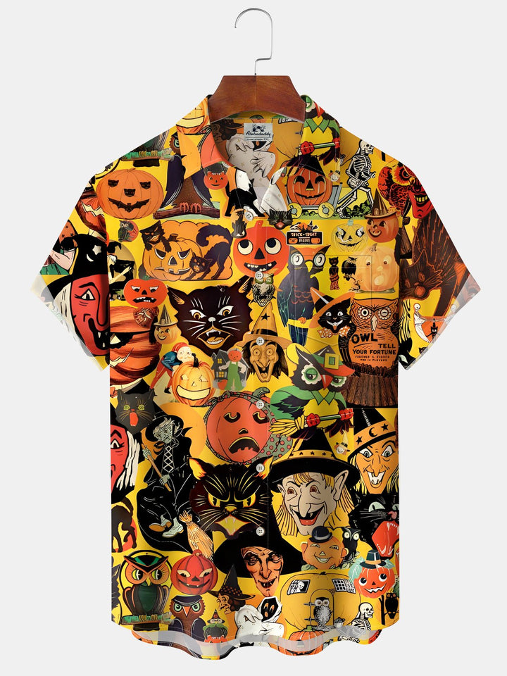 Alohadaddy® Holiday Vintage Cat Witch Halloween Cartoon Shirt