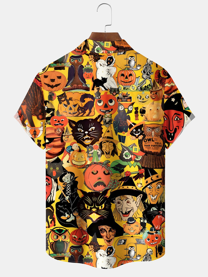 Alohadaddy® Holiday Vintage Cat Witch Halloween Cartoon Shirt