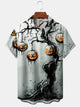 Alohadaddy® Halloween Holiday Pumpkin Tree Vintage Pocket Shirt
