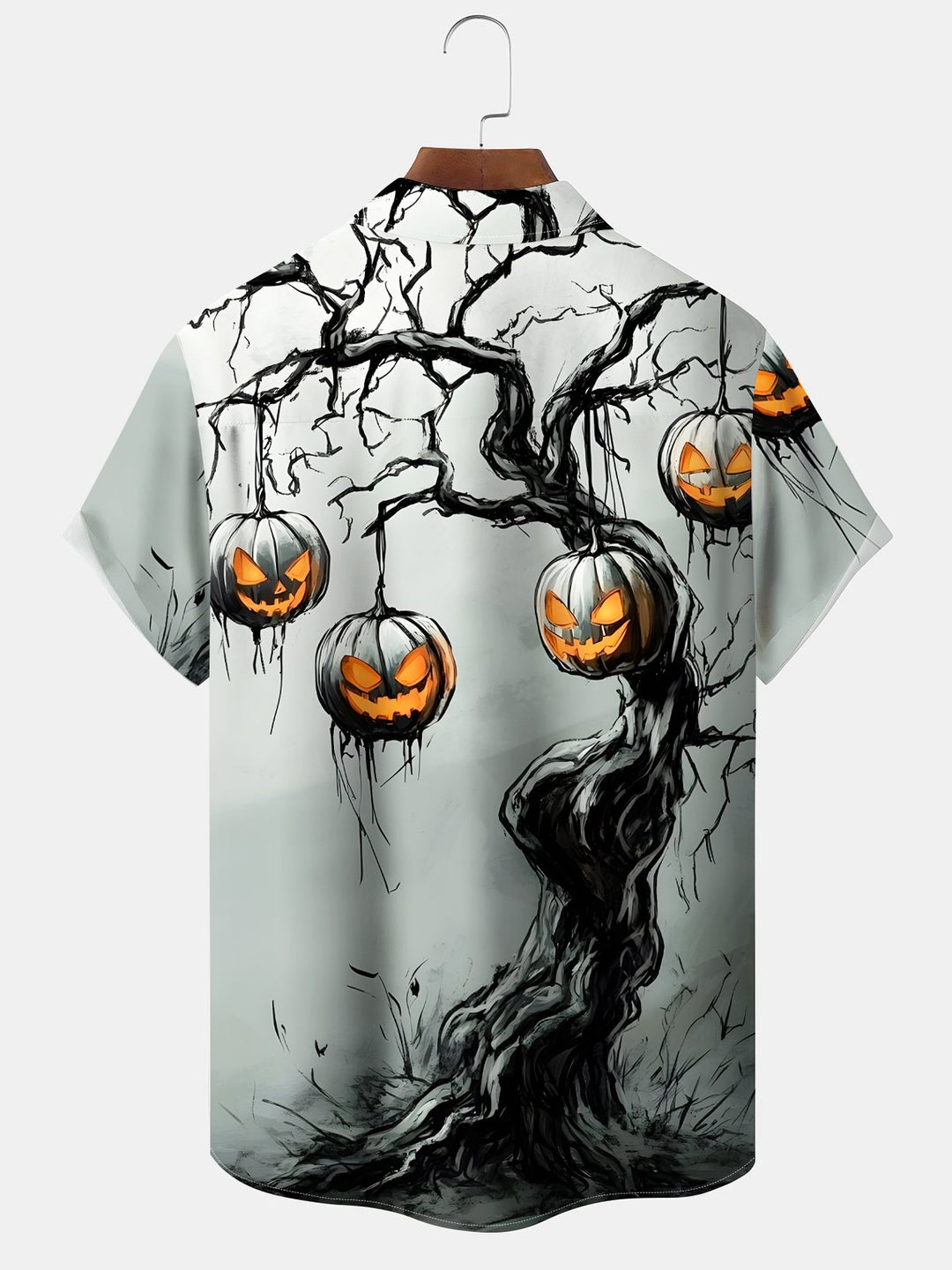 Alohadaddy® Halloween Holiday Pumpkin Tree Vintage Pocket Shirt