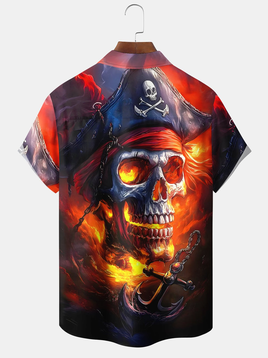 Alohadaddy® Halloween Vintage Skull Pirate Stretch Pocket Shirt