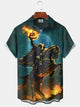 Alohadaddy® Halloween Vintage Headless Horseman Pumpkin Grim Reaper Stretch Pocket Shirt