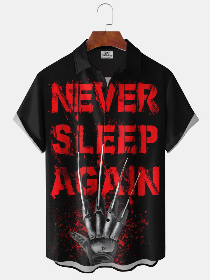 Alohadaddy® Halloween 70s Movie Killer Scissors Stretch Pocket Shirt