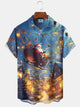 Alohadaddy® Holiday Christmas Santa Sleigh Casual Pocket Shirt