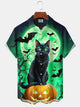 Alohadaddy® Halloween Cat Pumpkin Bat Stretch Pocket Shirt