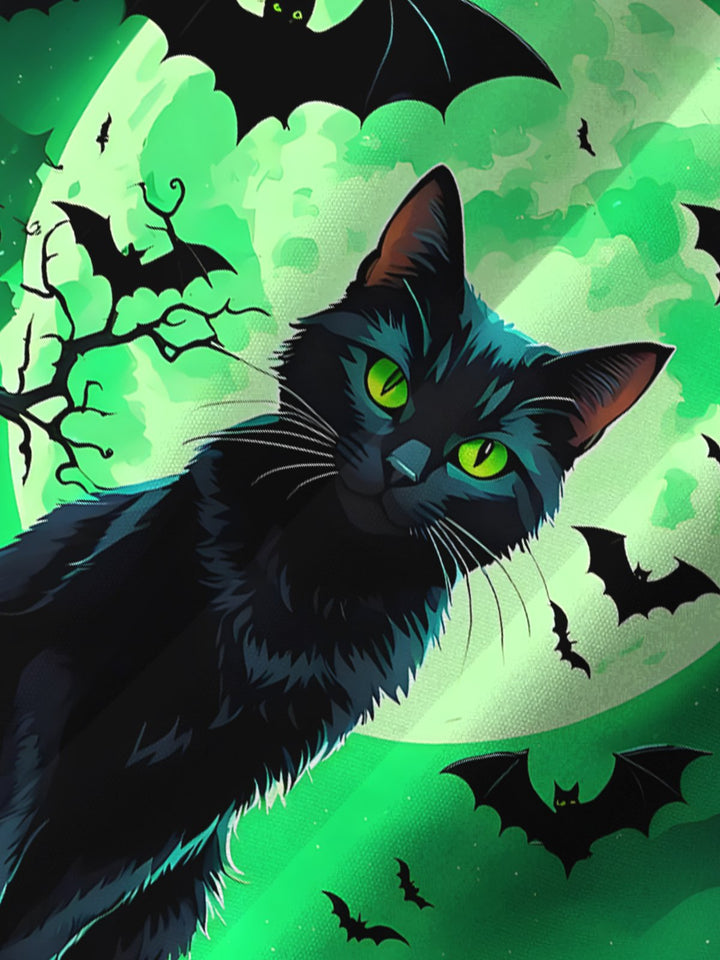 Alohadaddy® Halloween Cat Pumpkin Bat Stretch Pocket Shirt
