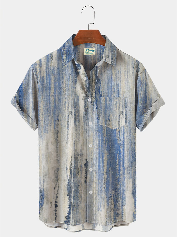 Chemise hawaïenne décontractée à manches courtes en seersucker texturé et sans plis pour homme